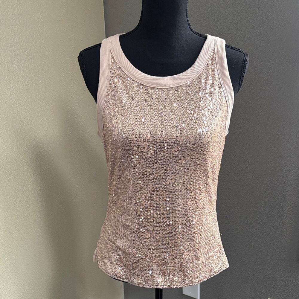 Sleeveless Sequin Tank Top in Blush